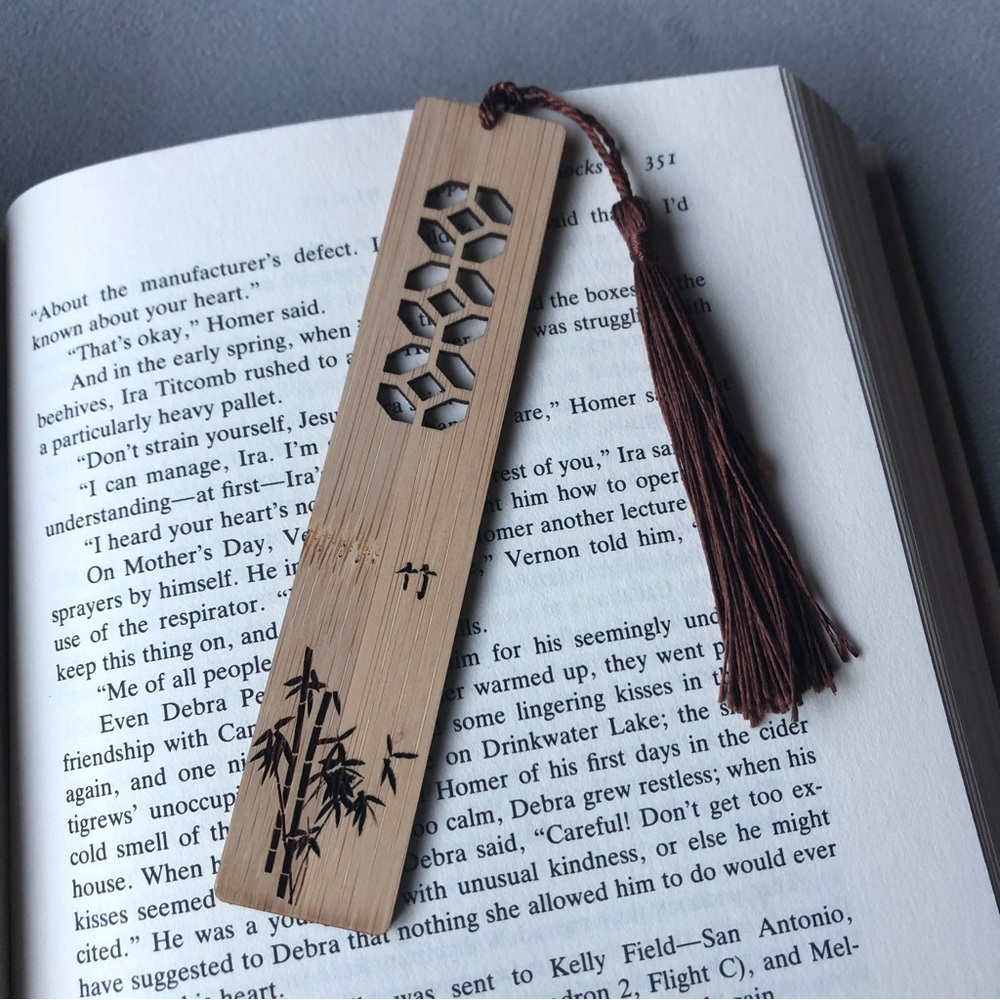 Bamboo Bookmark with Brown Tassel ~ Brand New!